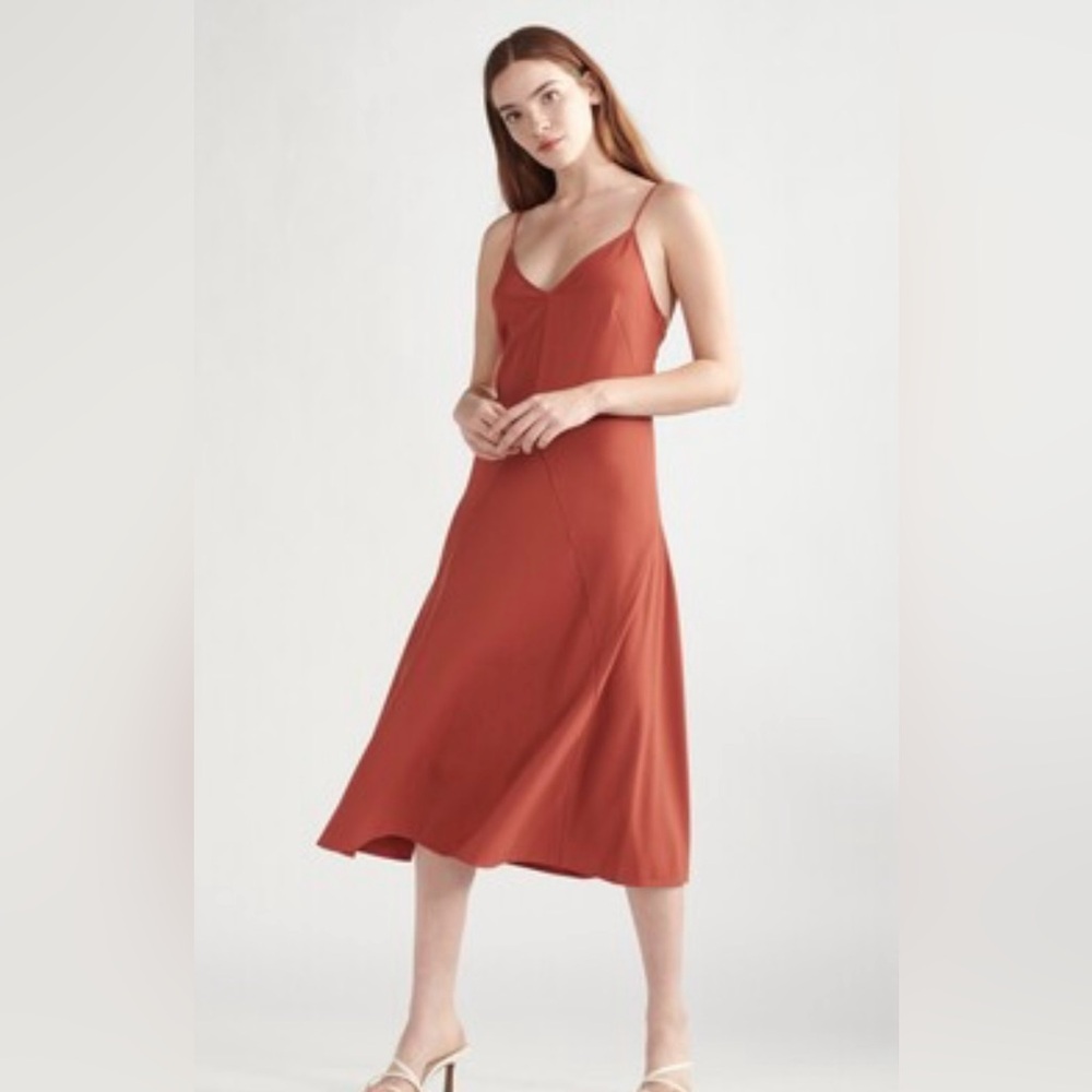 Thakoon slip midi dress in color rust size 4 wedding guest Resortwear‎